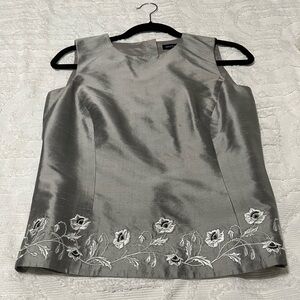 Chic Silver Floral Embroidered Top